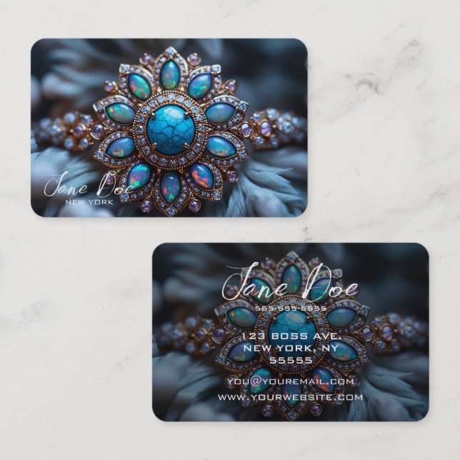 Create Your Own Turquoise Opal Ring Business Card (Front/Back)