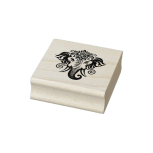 Create Your Own Tusked Tribal Elephant Totem Rubber Stamp