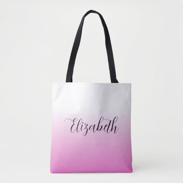 Create Your Own Typography Name Stylish Pink Tote Bag (Front)