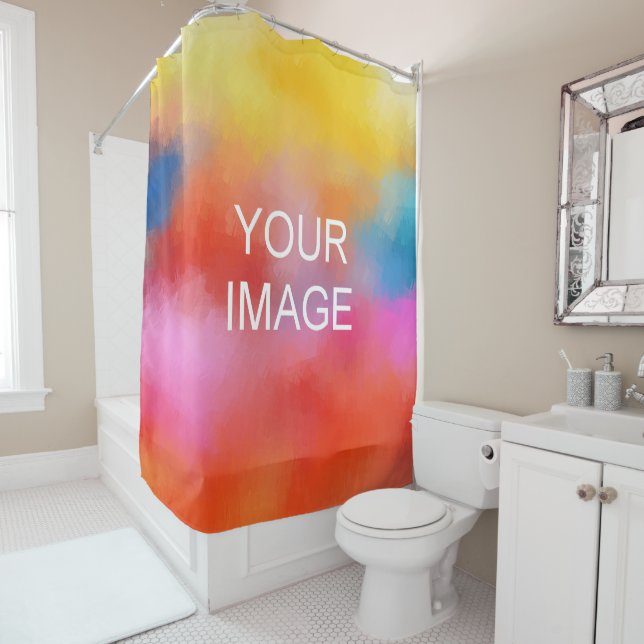 Create Your Own Upload Photo Image Add Text Name Shower Curtain (In Situ)