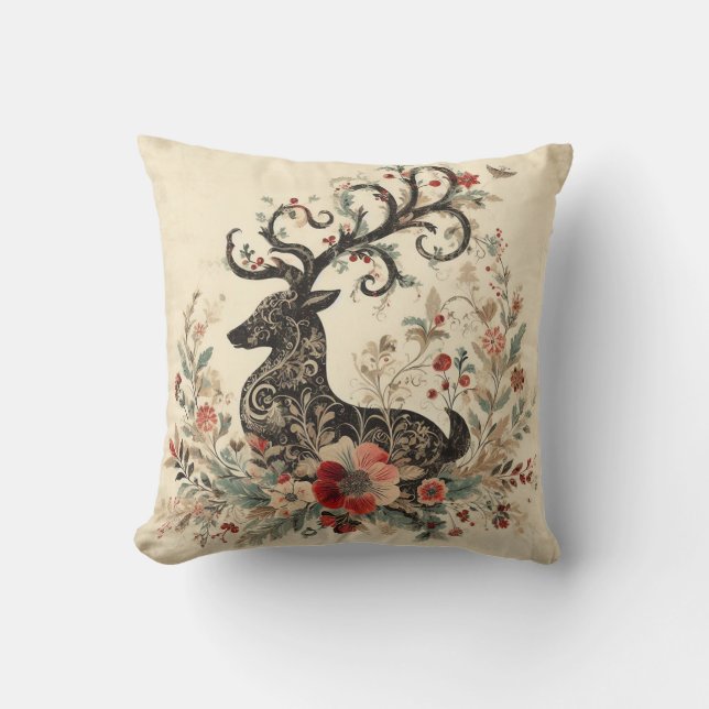 Create Your Own Victorian Christmas Reindeer Cushion (Front)