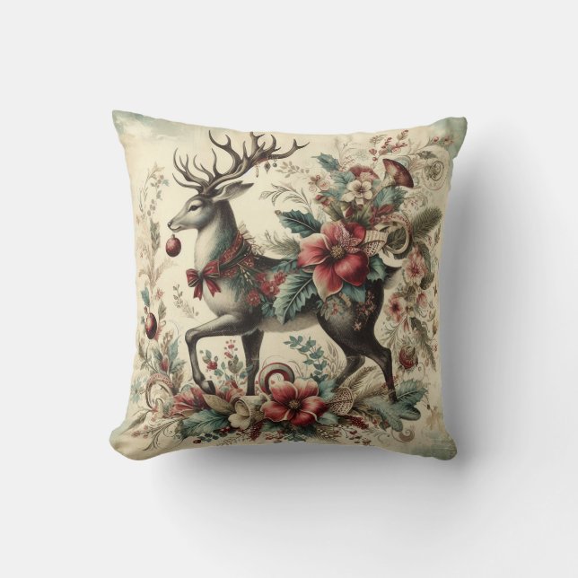 Create Your Own Victorian Christmas Stag Cushion (Front)