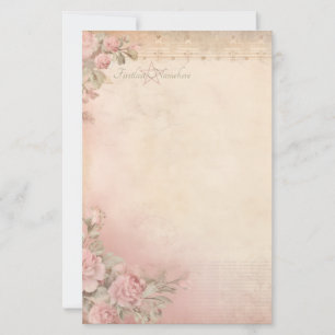 Create Your Own Victorian Pink Carnations Ephemera Stationery