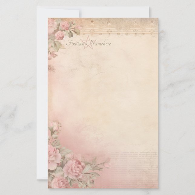 Create Your Own Victorian Pink Carnations Ephemera Stationery (Front)