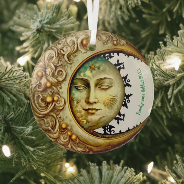 Create Your Own Victorian Steampunk Crescent Moon Glass Tree Decoration (Insitu)