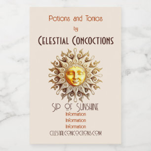 Create Your Own Victorian Steampunk Golden Sun Wine Label