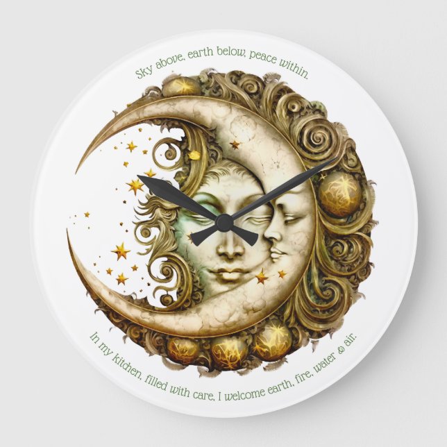 Create Your Own Victorian Steampunk Moon Goddess Large Clock (Front)