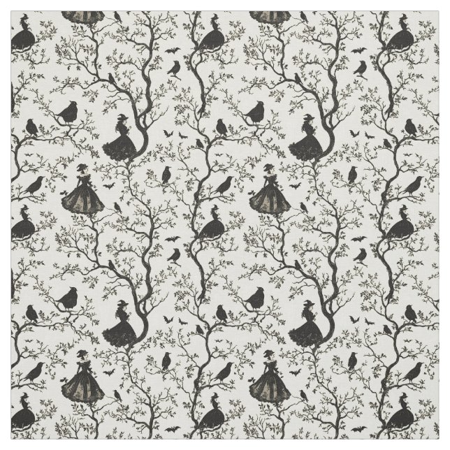 Create Your Own Victorian Witches Ivory Toile Fabric (Swatch)