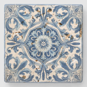 Create Your Own Vintage Blue Deft Style Floral Stone Coaster