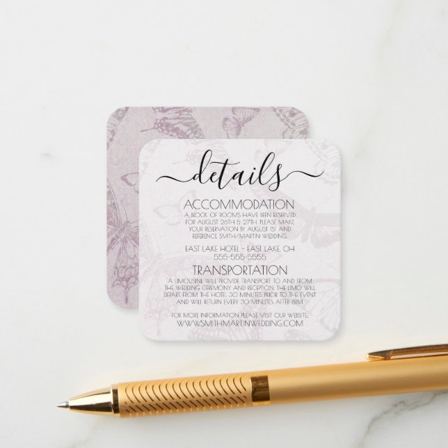 Create Your Own Vintage Butterfly Pattern Enclosure Card (Front/Back In Situ)