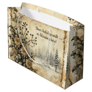 Create Your Own Vintage Dried Flowers Landscape Large Gift Bag