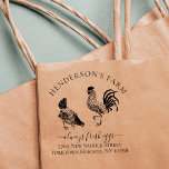 Create Your Own Vintage Egg Carton Farm Address Rubber Stamp<br><div class="desc">This vintage custom farmhouse stamp would look beautiful on egg cartons, paper bags, and other fresh produce packaging from your family farm! It features a vintage illustration of a rooster and hen feeding on some corn and grains in the centre. On the top there is your family farm name in...</div>