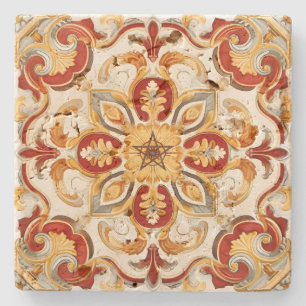 Create Your Own Vintage Festive Silver Red Gold Stone Coaster