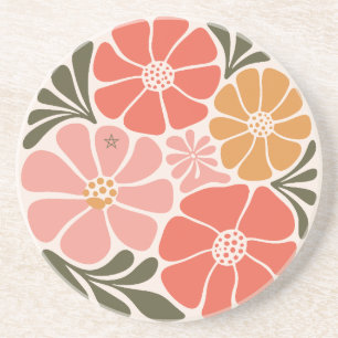 Create Your Own Vintage Groovy Retro Lotus Coaster