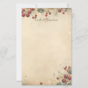 Create Your Own Vintage Holly Berries Stationery