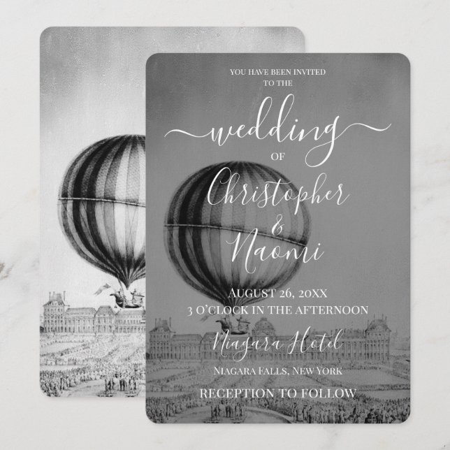 Create Your Own Vintage Hot Air Balloon Invitation (Front/Back)