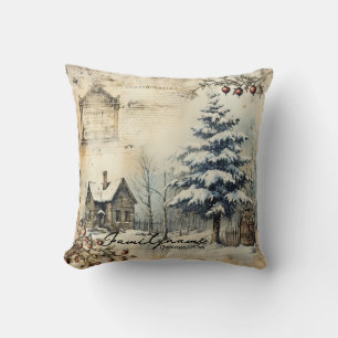 Create Your Own Vintage Log Cabin Scene Cushion