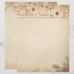 Create Your Own Vintage Ornaments Pine Berries Custom Letterhead