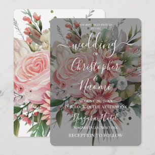 Create Your Own Vintage Pink Flower Bouquet Invitation