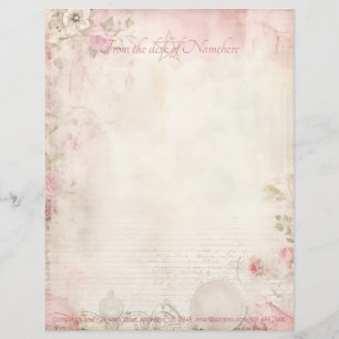 Create Your Own Vintage Pink Wildflowers Ephemera Custom Letterhead