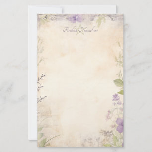 Create Your Own Vintage Shabby Chic Violets Purple Stationery