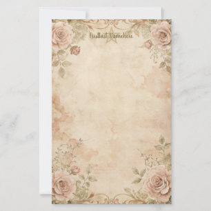 Create Your Own Vintage Soft Pink Roses Stationery