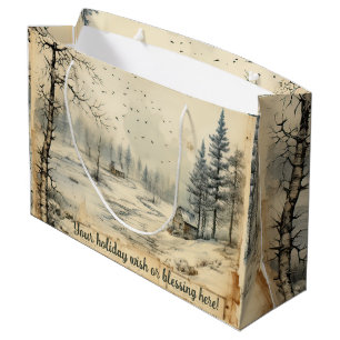 Create Your Own Vintage Winter Landscape Large Gift Bag