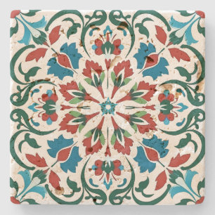 Create Your Own Vintage Yule Holiday Flowers Stone Coaster