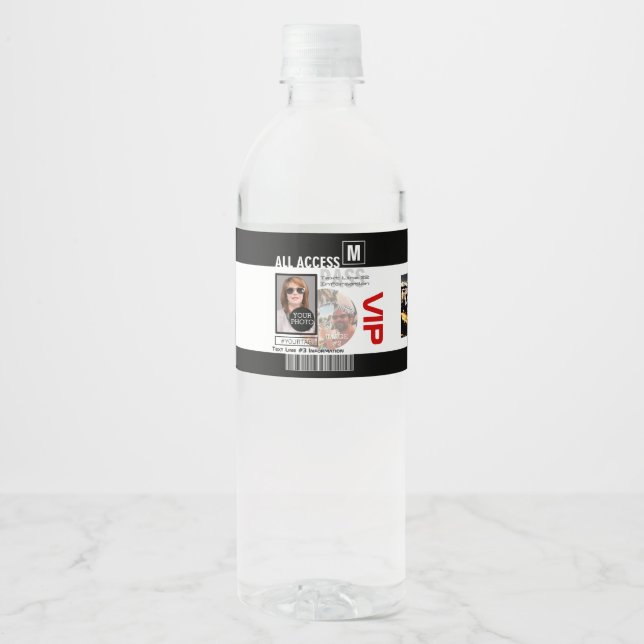 Create Your Own VIP Pass 8 ways to Personalise it Water Bottle Label (Front)