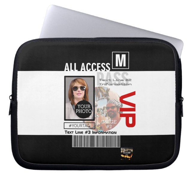 Create Your Own VIP Pass 8 ways to Personalise Laptop Sleeve (Front)