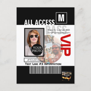 Create Your Own VIP Pass 8 ways to Personalise! Postcard