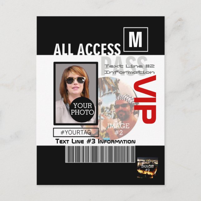 Create Your Own VIP Pass 8 ways to Personalise! Postcard (Front)
