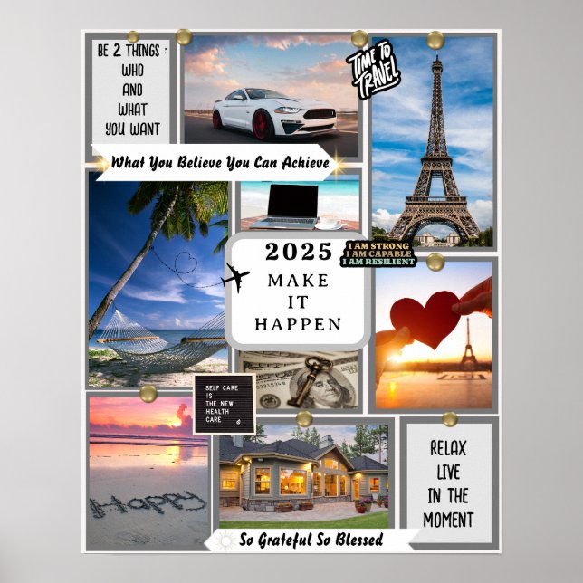 Create Your Own Vision Board Dream Goal LOA Year Poster (Front)