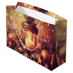 Create Your Own Warm Christmas Lantern Large Gift Bag