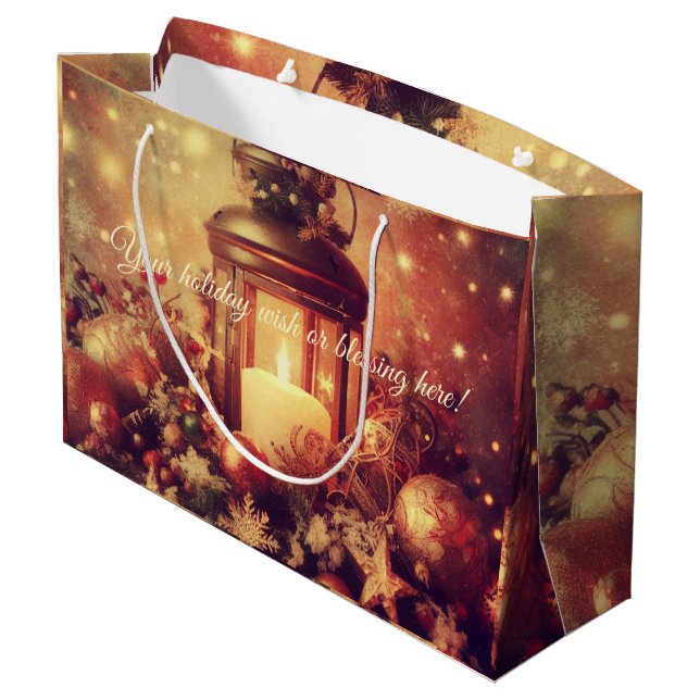 Create Your Own Warm Christmas Lantern Large Gift Bag (Back Angled)