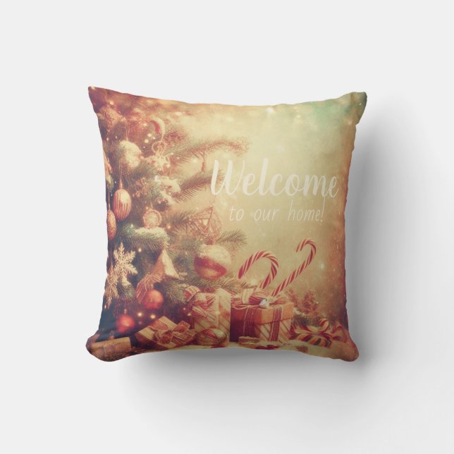 Create Your Own Warm Christmas Tree & Peppermint Cushion (Front)