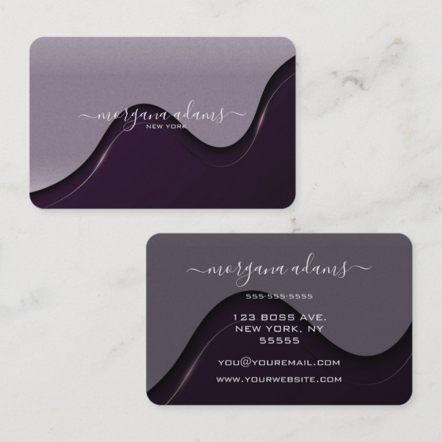 Create Your Own Wavy Purple Business Card (Front/Back)