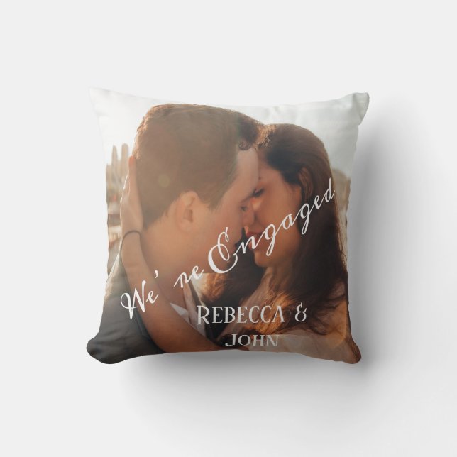 Create Your Own  We’re Engaged Couple Photo  Cushion (Front)