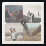 Create Your Own Wedding Anniversary Photo Template Stone Coaster<br><div class="desc">This set of coasters makes a perfect gift for newlyweds or your significant other on your wedding anniversary! With room for four wedding, engagement, or couple photos, this template features a small, classic, black heart in the centre with a monogram letter in the centre for an extra special personalised touch....</div>