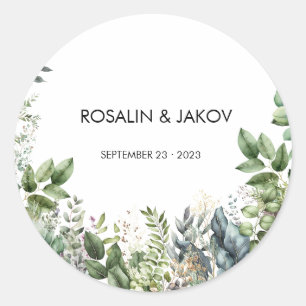 Create Your Own wedding eucalyptus Classic Round Sticker