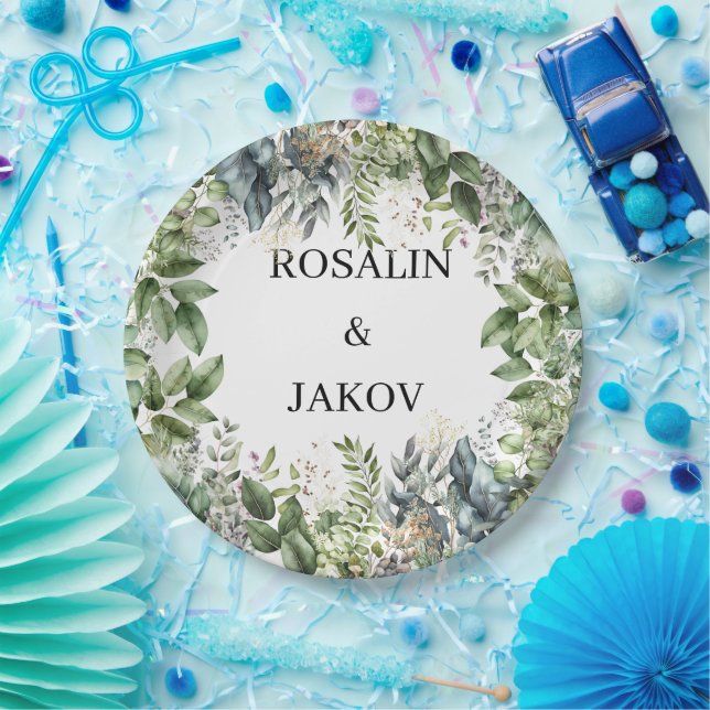 Create Your Own wedding eucalyptus Paper Plate (Party)