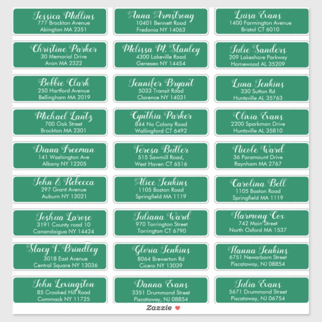 Create Your Own Wedding Guest Address Green (Sheet)