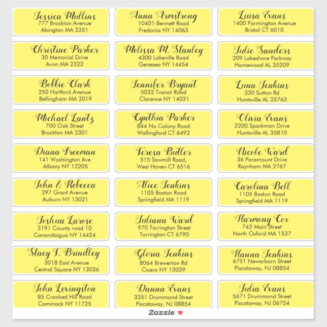 Create Your Own Wedding Guest Address Yellow (Sheet)
