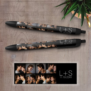Create Your Own Wedding Photo Collage Monogram Black Ink Pen