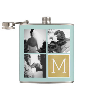 Create Your Own Wedding Photo Collage Monogram Hip Flask