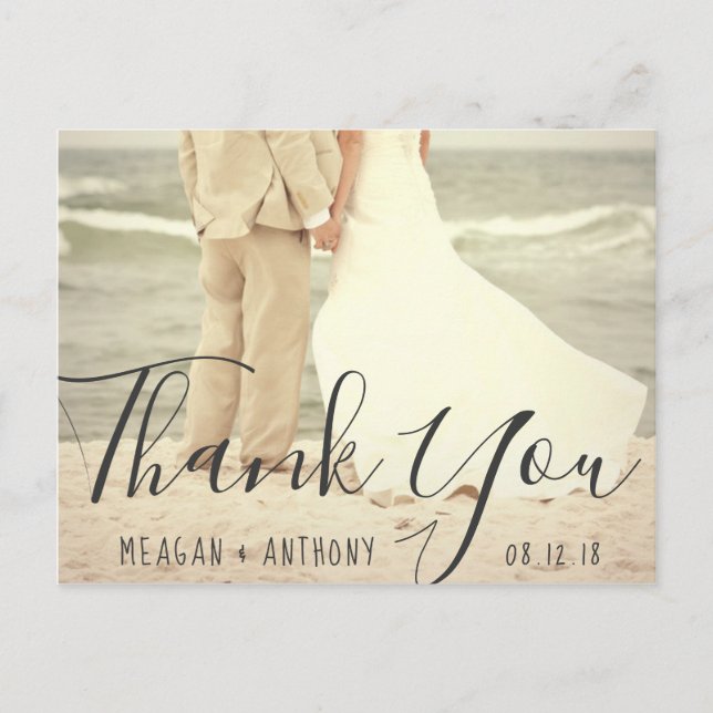 Create Your Own Wedding Photo Thank You Postcard (Front)