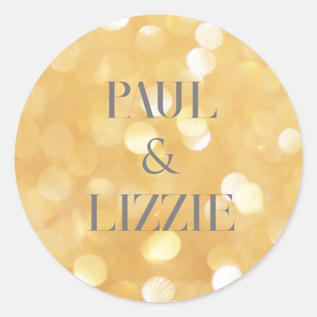 create your own wedding sticker gold glitter (Front)
