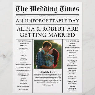 Create Your Own Wedding Timeline Newspaper Program Flyer