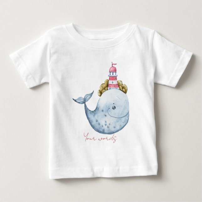 Create Your Own Whale Lighthouse Baby T-Shirt (Front)