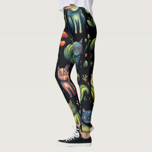 Create Your Own Whimsical Fantasy Cats Meadow Leggings